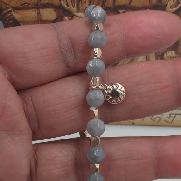 J. Crew Gray and Gold Stretch Bracelet with Charm - Picture 5 of 6